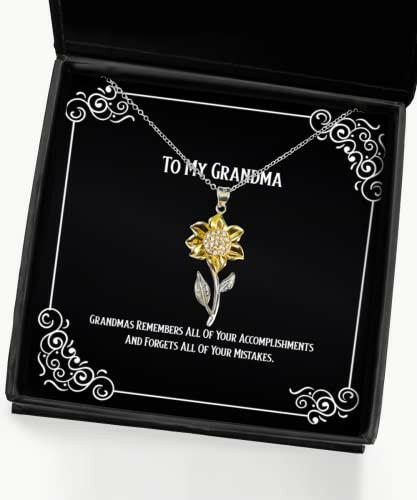 grandmas remembers all of your accomplishments and forgets all of your sunflower pendant necklace grandma cheap gifts for grandma