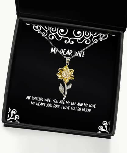 my darling wife you are my life and my love my heart and soul i love you sunflower pendant necklace wife jewelry joke for wife