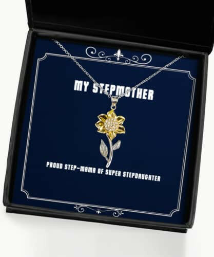 unique stepmother gifts proud step mama of super stepdaughter christmas sunflower pendant necklace for stepmother
