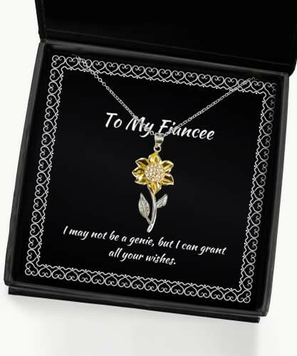 unique fiancee gifts i may not be a genie but i can grant all your wishes holiday sunflower pendant necklace for fiancee white elephant funny jewelry cute jewelry bachelorette party