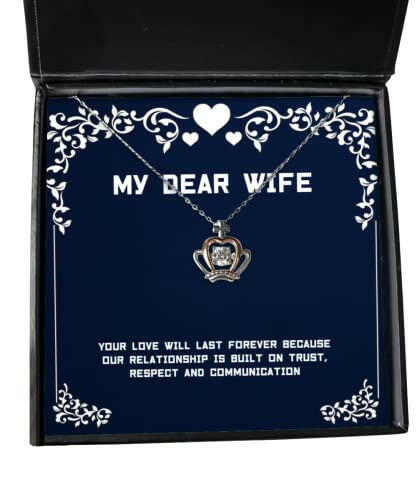 your love will last forever because our relationship is built on trust wife crown pendant necklace joke wife jewelry for wife