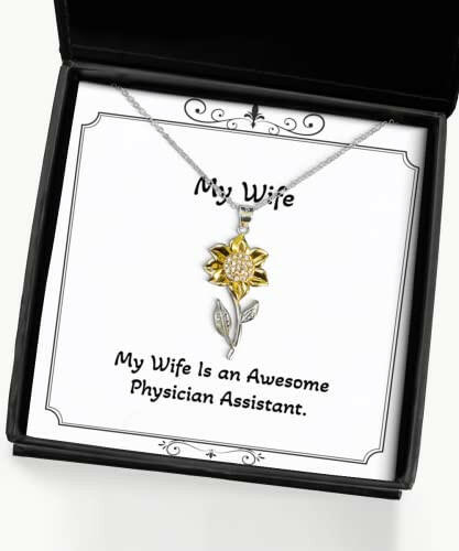 fun wife sunflower pendant necklace my wife is an awesome physician assistant present for motivational from husband