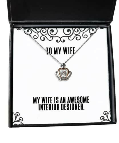 gag wife crown pendant necklace my wife is an awesome interior designer present for gag from husband
