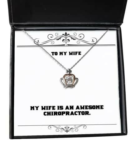 funny wife crown pendant necklace my wife is an awesome chiropractor present for inspire from husband