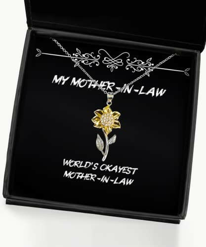 joke mother in law gifts worlds okayest mother in law motivational sunflower pendant necklace for mother from son