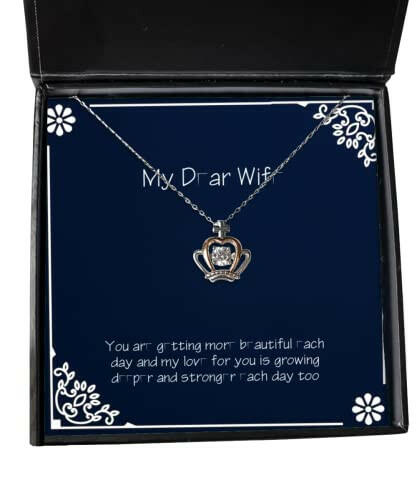 funny wife gifts you are getting more beautiful each day and my love for perfect crown pendant necklace for wife from husband funny crown pendant necklace gift funny crown pendant necklace