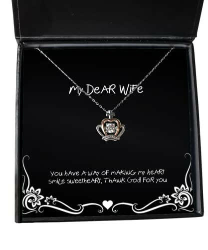 cute wife you have a way of making my heart smile sweetheart thank god for you gag holiday crown pendant necklace from wife