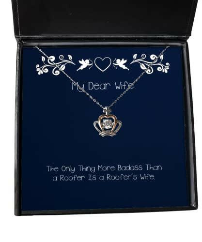 fancy wife the only thing more badass than a roofer is a roofers wife holiday crown pendant necklace for wife