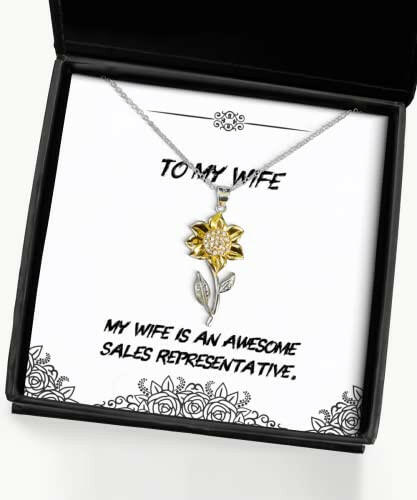 best wife my wife is an awesome sales representative sarcastic holiday sunflower pendant necklace for