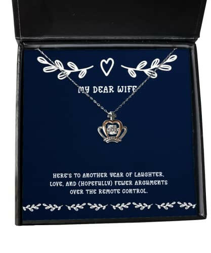 inappropriate wife crown pendant necklace heres to another year of laughter love sarcastic gifts for wife birthday gifts anniversary christmas valentines day mothers day fathers day