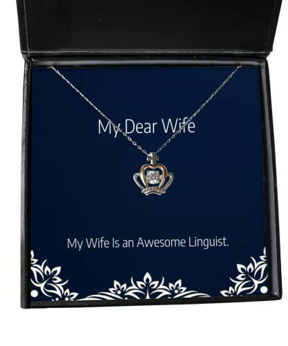 funny wife my wife is an awesome linguist funny crown pendant necklace for from husband