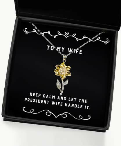 inspire wife sunflower pendant necklace keep calm and let the president wife for wife present from husband jewelry for wife