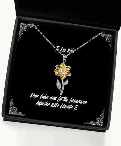keep calm and let the insurance adjuster wife handle it wife sunflower pendant necklace cheap wife jewelry for wife