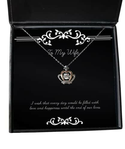 i wish that every day would be filled with love and happiness until the end wife crown pendant necklace useful wife jewelry for wife