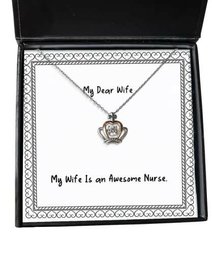 funny wife my wife is an awesome nurse holiday crown pendant necklace for wife