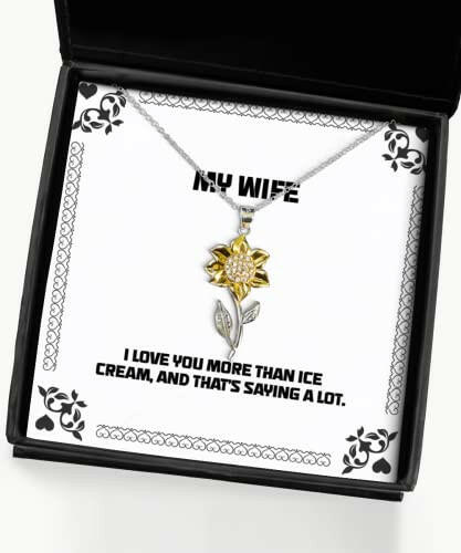 i love you more than ice cream and thats saying a lot sunflower pendant necklace wife jewelry for wife presents gift giving christmas stocking stuffers secret santa