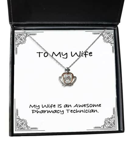 brilliant wife my wife is an awesome pharmacy technician brilliant holiday crown pendant necklace for