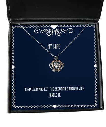 cheap wife crown pendant necklace keep calm and let the securities trader wife for wife present from husband jewelry for wife