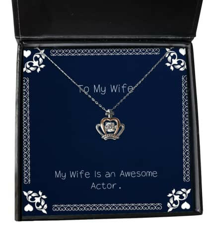 special wife crown pendant necklace my wife is an awesome actor brilliant for holiday