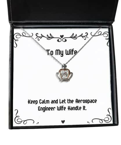 fun wife crown pendant necklace keep calm and let the aerospace engineer wife handle it epic gifts for wife funny crown pendant necklace gift funny crown pendant necklace funny