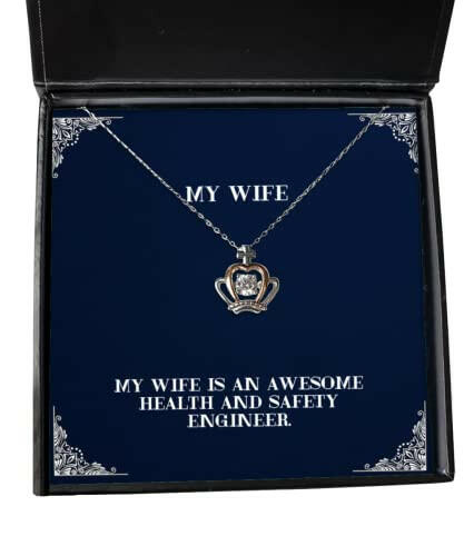 joke wife crown pendant necklace my wife is an awesome health and safety engineer present for useful from husband