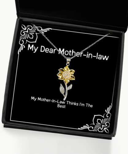 my mother in law thinks im the best sunflower pendant necklace mother in law beautiful gifts for mother in law