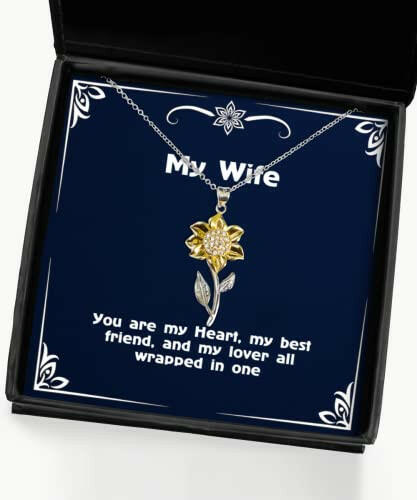 wife gifts for wife you are my heart my best friend and my beautiful wife sunflower pendant necklace jewelry from husband wedding engagement bridesmaid girlfriend fianc significant other