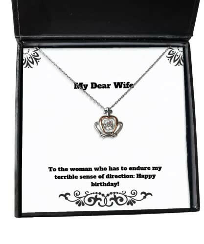 to the woman who has to endure my terrible sense of crown pendant necklace wife present from husband epic jewelry for wife happy birthday