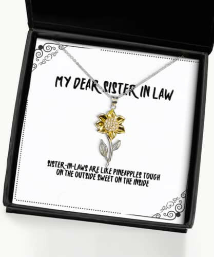 love sister in law sunflower pendant necklace sister in laws are like pineapples gifts for sister present from sister for sister in law