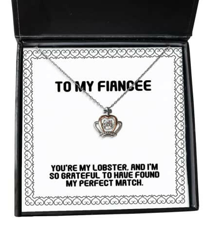 youre my lobster and im so grateful to have found my crown pendant necklace fiancee present from best jewelry for engagement gift wedding gift bridal shower gift bachelorette party gift