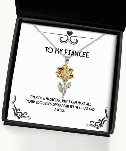 im not a magician but i can make all your troubles sunflower pendant necklace fiancee jewelry for fiancee fiancee present gift ideas unique fiancee present gifts personalized
