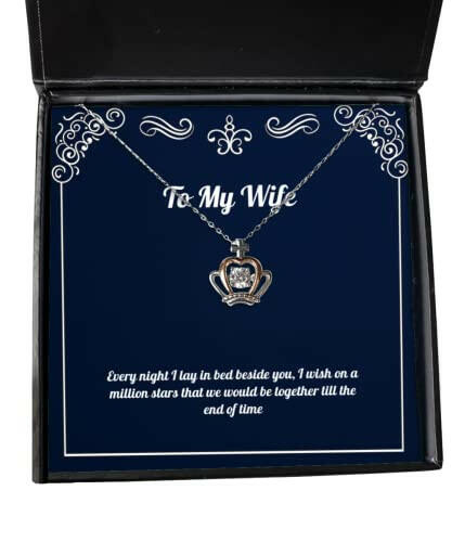 every night i lay in bed beside you i wish on a million stars that we would be crown pendant necklace wife jewelry inspire for wife