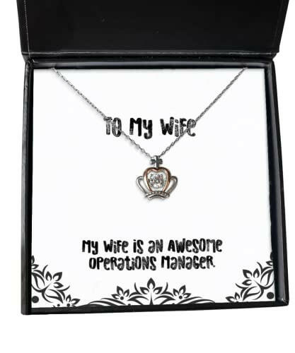 my wife is an awesome operations manager crown pendant necklace wife jewelry epic for wife