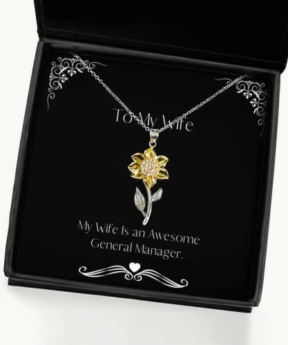 my wife is an awesome general manager sunflower pendant necklace wife present from husband cool jewelry for