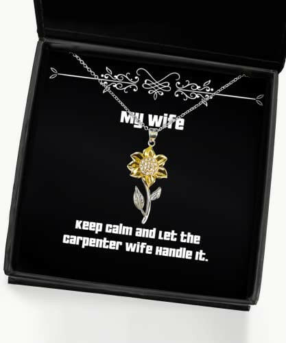 wife for wife keep calm and let the carpenter wife handle it inspirational wife sunflower pendant necklace jewelry from husband