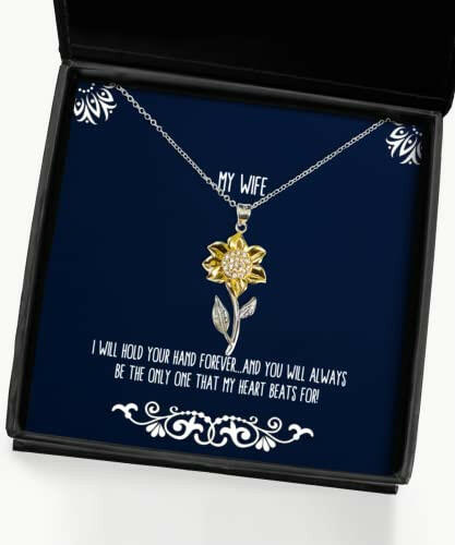 sarcasm wife sunflower pendant necklace i will hold your hand forever and you will always present for wife special from husband