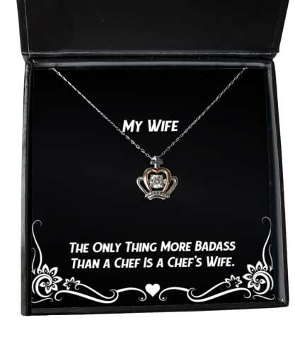 funny wife crown pendant necklace the only thing more badass than a chef is a chef for wife present from husband jewelry for wife