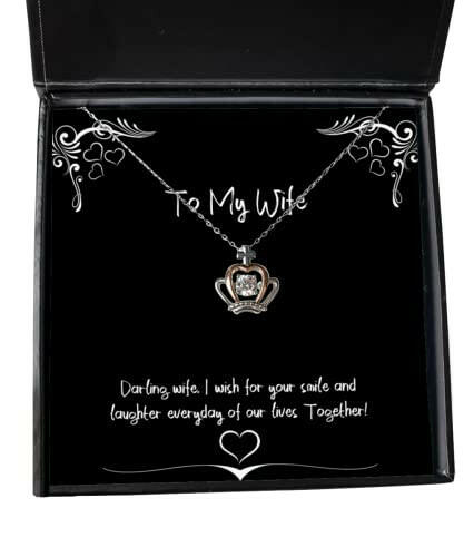 darling wife i wish for your smile and laughter everyday of our lives together crown pendant necklace wife jewelry gag for wife