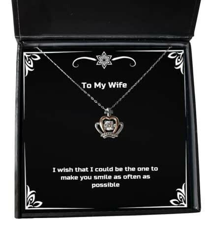 i wish that i could be the one to make you smile as often as possible crown pendant necklace wife jewelry perfect for wife