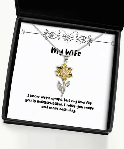 wife gifts for wife i know were apart but my love for you is nice wife sunflower pendant necklace jewelry from husband funnywifegift anniversary birthday christmas gag gift for her humor