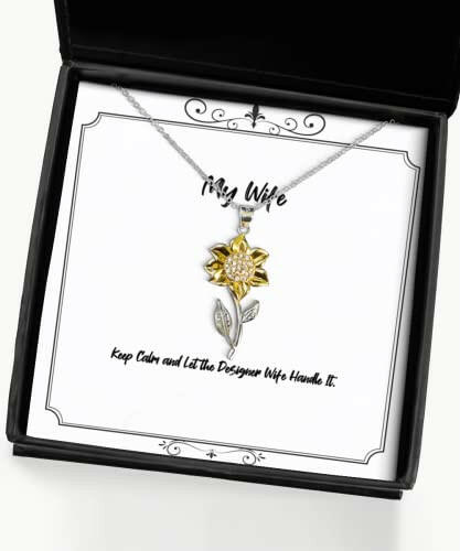 funny wife keep calm and let the designer wife handle it wife sunflower pendant necklace from husband