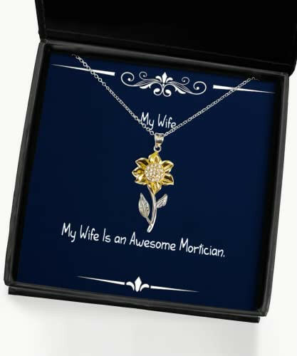 gag wife my wife is an awesome mortician gag holiday sunflower pendant necklace for