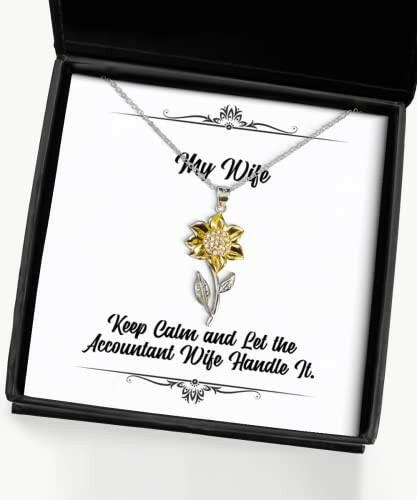 fun wife sunflower pendant necklace keep calm and let the accountant wife handle it unique idea for wife holiday