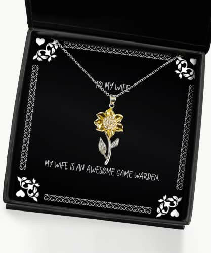 motivational wife my wife is an awesome game warden funny christmas sunflower pendant necklace from