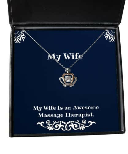 my wife is an awesome massage therapist crown pendant necklace wife present from husband unique jewelry for