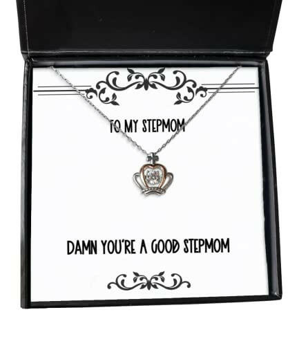 cheap stepmom crown pendant necklace damn youre a good stepmom gag gifts for mom birthday gifts