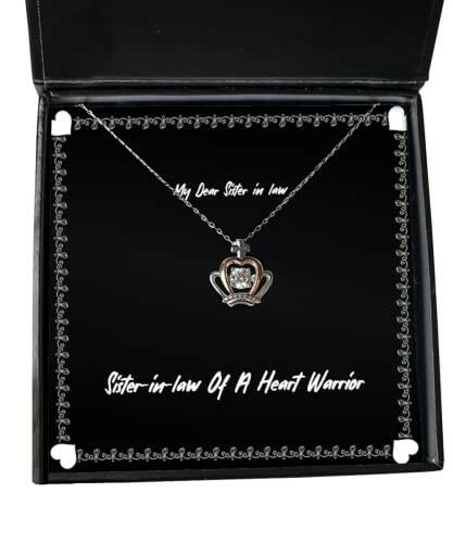 sister in law of a heart warrior sister in law crown pendant necklace nice sister in law gifts for little sister