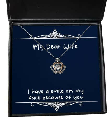 nice wife i have a smile on my face because of you wife crown pendant necklace from husband