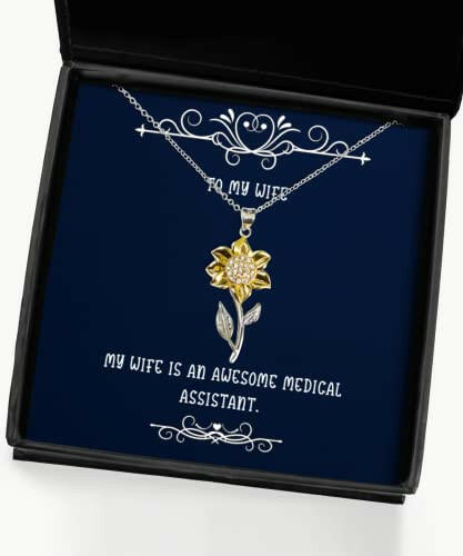 my wife is an awesome medical assistant sunflower pendant necklace wife jewelry unique for wife