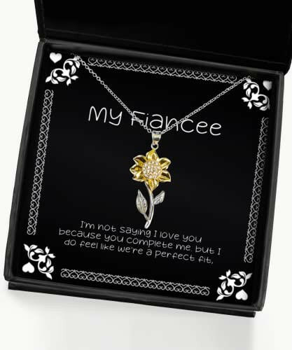 im not saying i love you because you complete me but i do sunflower pendant necklace fiancee jewelry for fiancee